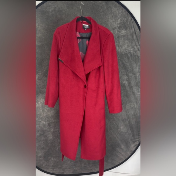 dennis basso Jackets & Blazers - Dennis by Dennis Basso Red Wool-Blend Wrap Coat | Magnetic Closure | Size 18W